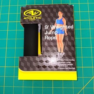 Athletic Works Black 9' Weighted Jump Rope New In Original Box